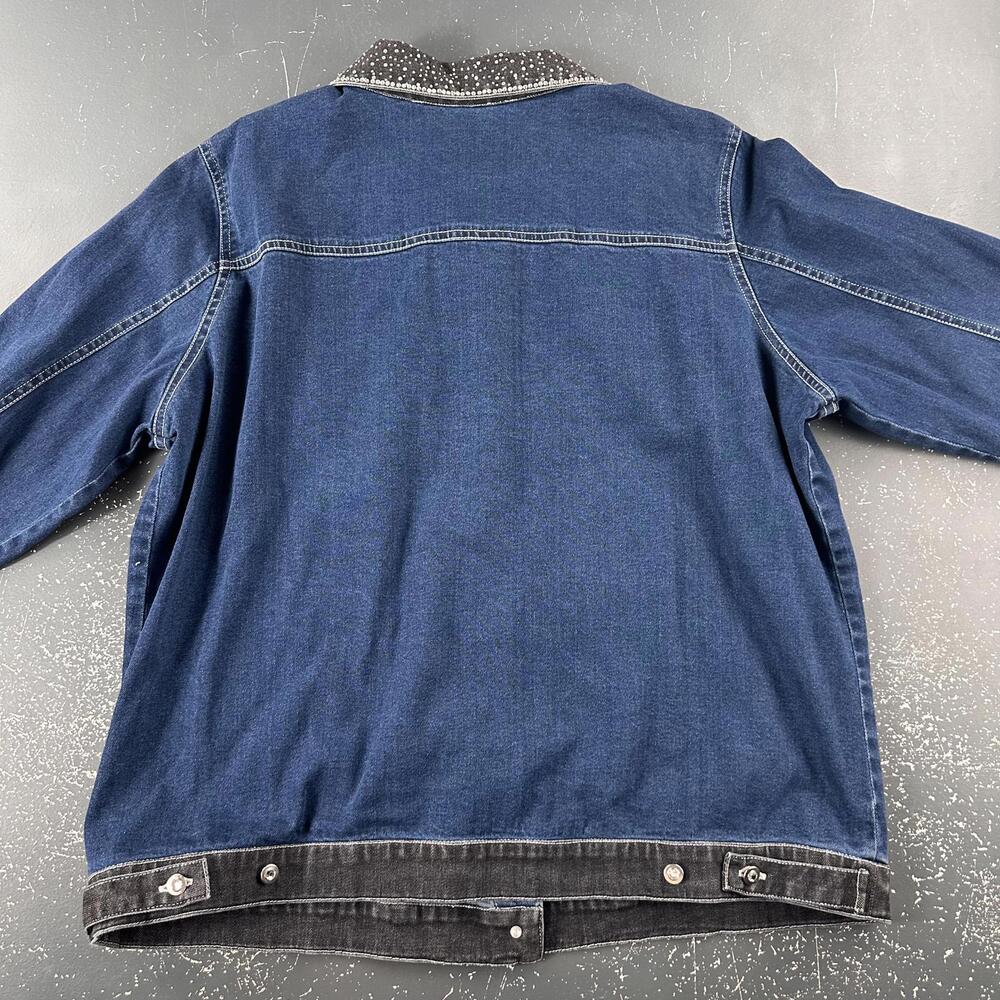 Quaker Factory Denim Jacket Womens 1X Dark Wash Bedazzled Cottage Whimsi Fairy - Picture 8 of 8